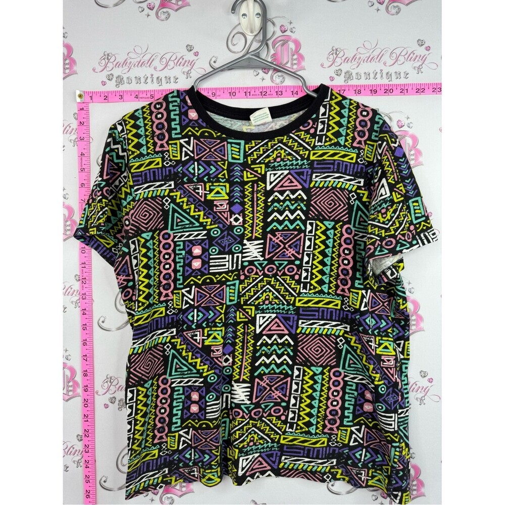 Urban Heritage festival T-shirt Black Tee with Neon Geometric Print